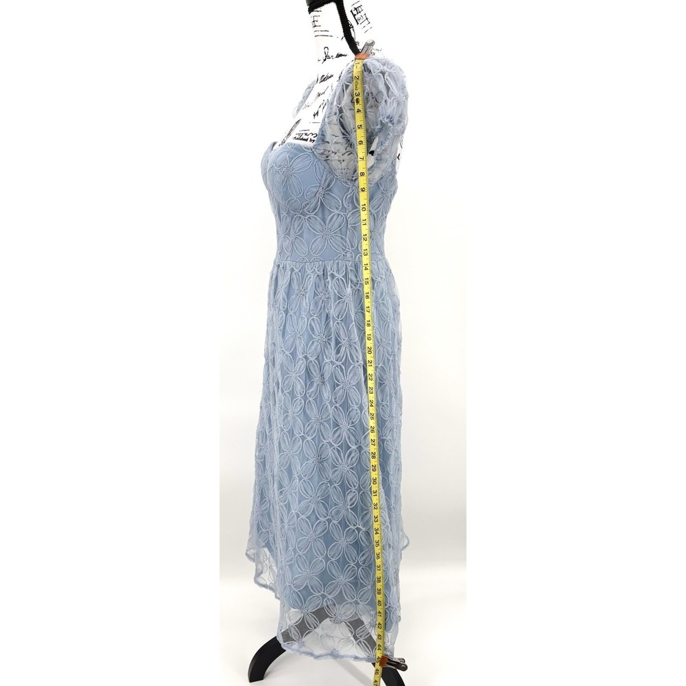 Lulus Exceedingly Elegant Midi Dress Sz Medium Blue Floral Applique Bustier NWT - Picture 6 of 11